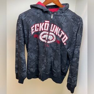Ecko Unlimited Hoodie, Full Zip, Men’s Medium, Black/Red/White